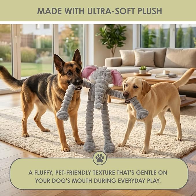 NANDOG My BFF Jumbo The Elephant Dog Toy XL, Large Soft Squeaky Toys