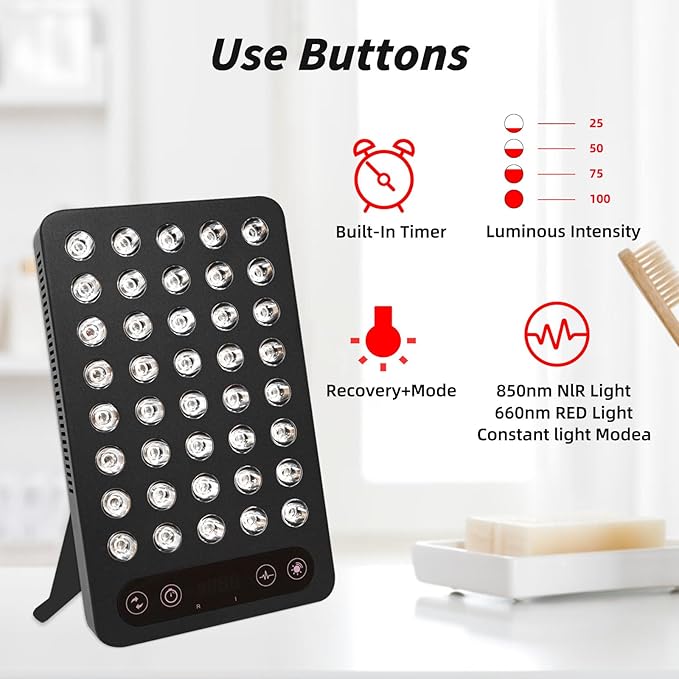 Red Light Therapy Panel, 200W High Power for Face and Body Pain Relief & Skin Care - Dual Chip 660nm Red and 850nm Infrared Light - Reduce Joint Inflammation, Improve Sleep, Built-in Timer