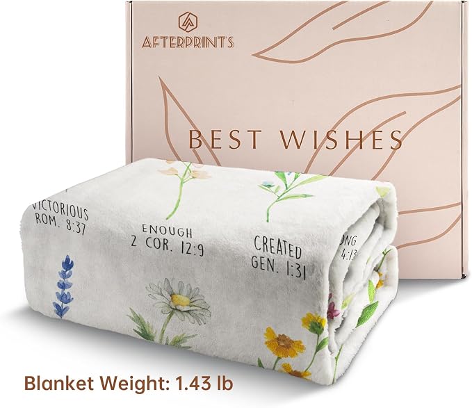Christian Gifts for Women Birthday, Christian Blanket with Flowers | Inspirational, Religious Gifts for Women, Sister, Friend, Daughter, Mom, Baptism Gift, Soft Throw Blankets 50'' x 60''
