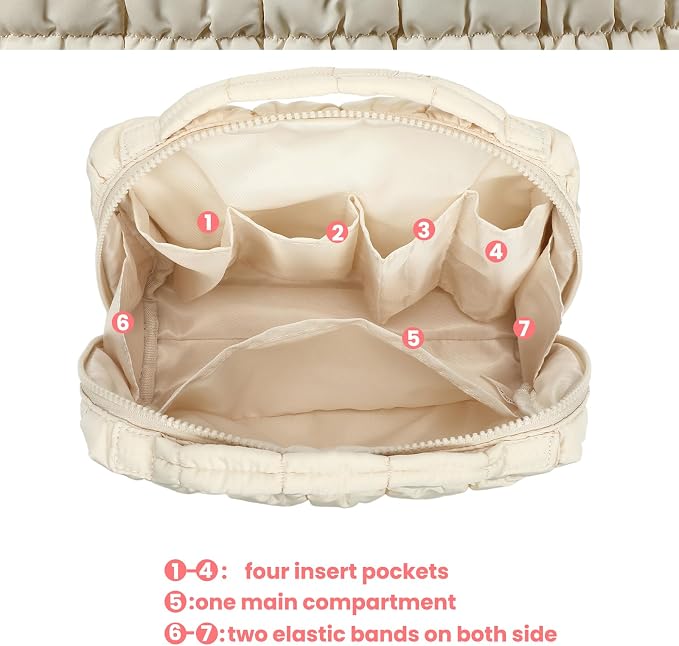 Bluboon Makeup Bag Zipper Pouch Travel Portable Cosmetic Bag Organizer for Women and Girls