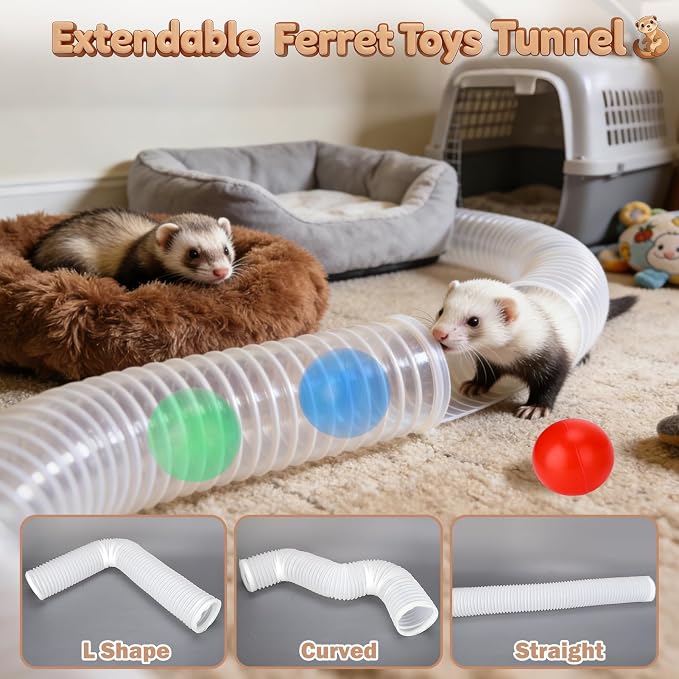 Mity rain Ferret Toys with 3 Balls Inclueded