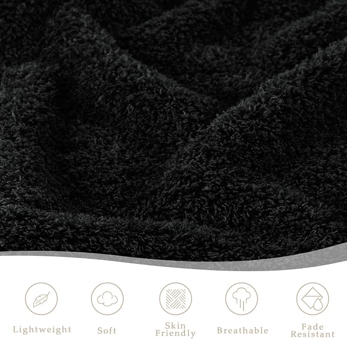 Exclusivo Mezcla Fleece Twin Size Blanket for Couch and Bed, 60" x 80" | Super Soft and Cozy Fluffy Blanket for Women, Lightweight and Fuzzy Blanket for Teens Back to School, All Season, Black