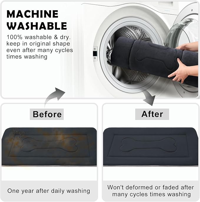 Extra Large Dog Bed Soft Dog Crate Pad Mat, 48 in Non-Slip Bottom Washable Dog Sleeping Mattress Pet Beds Cat Bed Kennel Pad, Dark Blue Gray