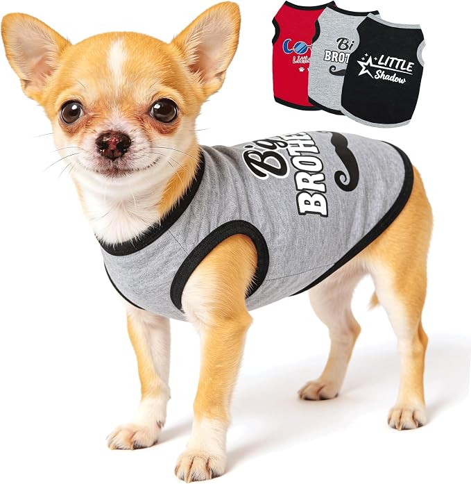 3 Pieces Dog Shirts for Small Dogs Puppy Clothes Cute Small Dog Shirts Spring Summer Soft Dog Clothing Pet T Shirts Chihuahua Clothes XXS (Red,Black,Grey, XX-Small)
