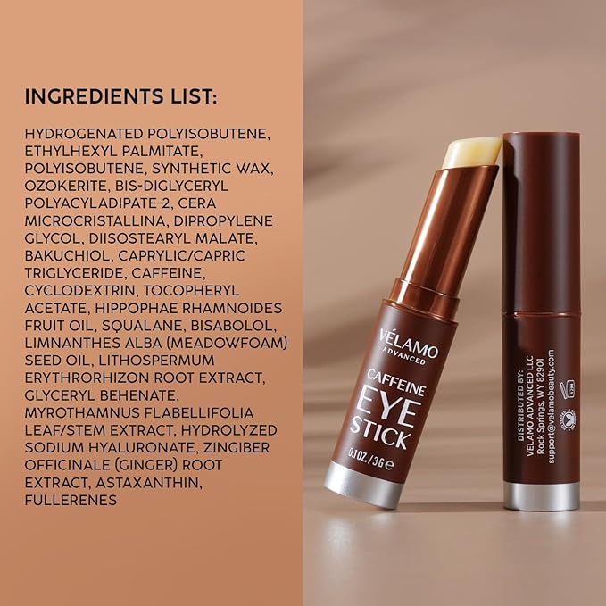 VELAMO ADVANCED Caffeine & Retinol Eye Stick Duo: Energizing & Renewing AM/PM Under Eye Balms for Dark Circles, Puffiness & Wrinkles - Travel Essentials, Portable & Perfect for On-the-go Use