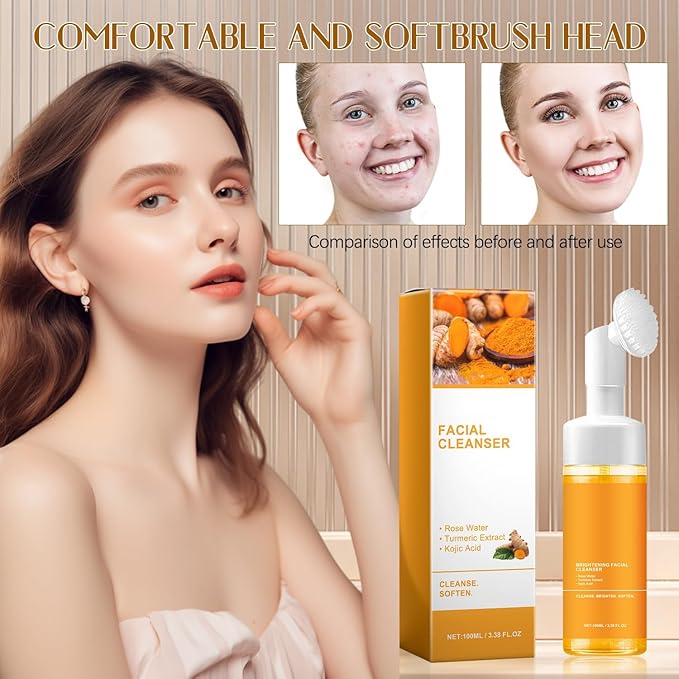 Turmeric Facial Cleanser, Turmeric Face Wash, Turmeric Foaming Facial Cleanser, Turmeric Facial Wash, Turmeric Foaming Cleanser for All Skin Deep Cleaning (1pc)