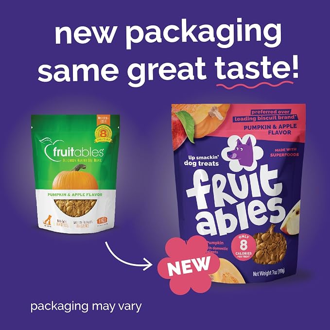 Fruitables Baked Dog Treats, Low Calorie Treats, Pumpkin & Apple, 12oz | Healthy Dog Treats, Training Treats, Crunchy Dog Biscuits, Limited Ingredient Recipe, Healthy Puppy Snacks, Made in USA