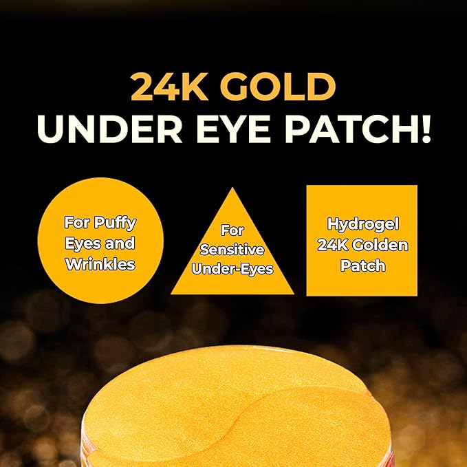 BRING GREEN Gold Collagen Eye Patches 60 Count, Hydrating Firming Under Eye Mask for Dark Circles & Puffiness