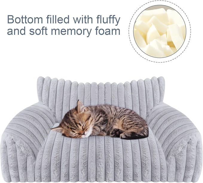 Dog Beds for Small Dogs, Cat Dog Couch Bed for Indoor Cats, Dog Sofa,M,Grey | Dog Couch Bed with Removable Washable Cover,Cute Fluffy Pet Sofa Cat Couch Bed,Washable Dog Bed Medium Large Size Dog