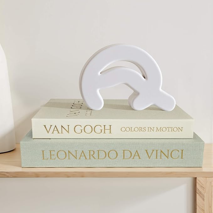 MAOBUYOU Decorative Storage Books Set of 2, Linen Cover, Gold Letters, White and Green