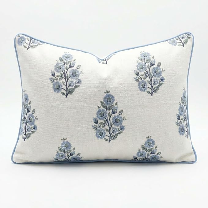 Camille Lumbar Grandmillennial Pillow Cover Only, 12"x20" for Couch, Bed, Chair