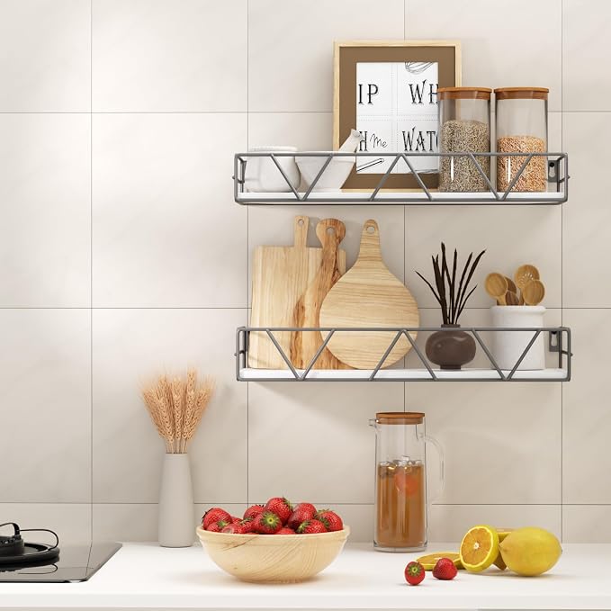 Floating Shelves Set of 3, Wood Wall Shelf, Farmhouse Shelf for Bedroom | Wall Mounted Floating Shelf for Living Room, Bedroom, Bathroom, Kitchen, Office
