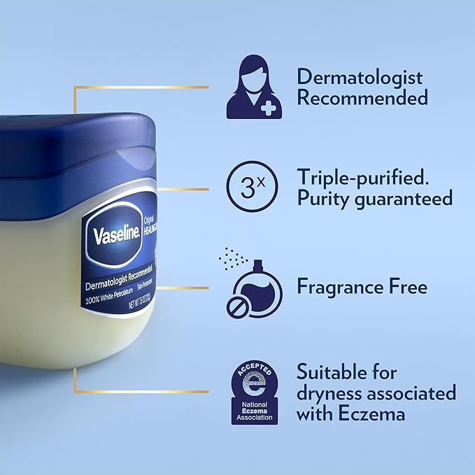 Vaseline Original & Cocoa Butter Healing Jelly Travel-Size Variety 2-Pack – Rich Moisturizing Ointment, Skin Protectant for Soothing Cracked, Dry Skin, 1.75 Oz Ea