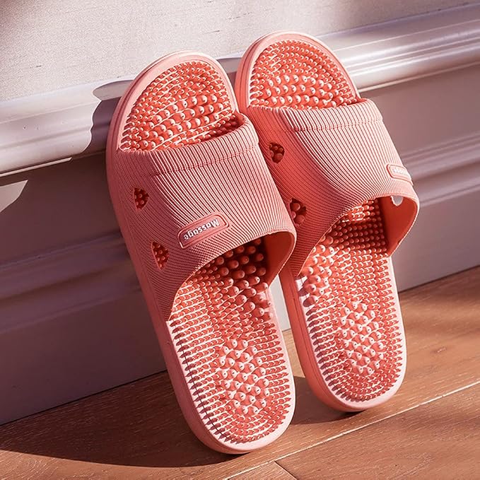 Acupressure Massage Slippers for Plantar Fasciitis for Women Acupuncture Slippers Arthritis Neuropathy Pain Relief Non-Slip Massage Sandals Womens Stress Relief Gifts for Bath (US Women 7.5-8, Pink)