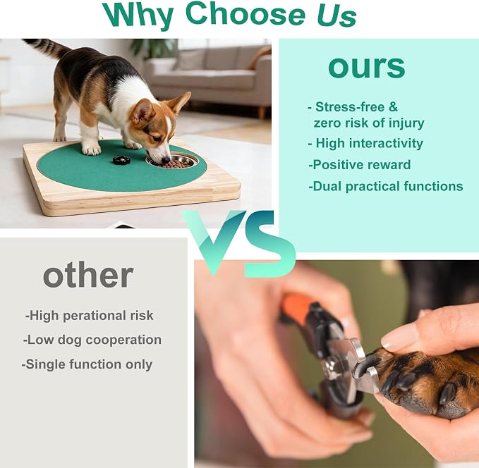 Dog Nail Scratch Board with Treat Board, Stress-Free Nail Care for Dog | Wood Scratching Pad with Sandpaper and 6 Steel Bowls, Nail File Toy for Dog