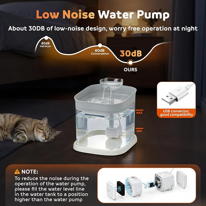 Automatic Cat Feeder Set, Water Fountain and Gravity Food Feeder, Large Capacity Set with Stainless Steel Bowl, Easy to Clean,Suitable for Kitten, Small and Medium Cat, Rabbit, and Small Pet