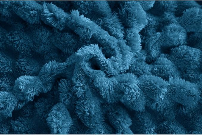 Excervent Big 3D Clouds Stylish Blanket for Bed, 50x70 Inches, Navy Blue | Decorative Fuzzy Flannel Fleece Throw Blanket for Sofa Bed Couch, Super Soft Cozy, Suitable for All Seasons