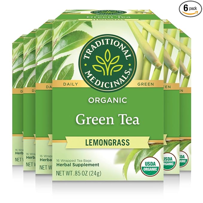 Traditional Medicinals Tea, Organic Green Tea Lemongrass, 96 Tea Bags (6 Pack)