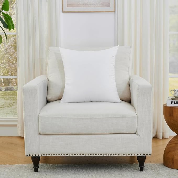 Longhui bedding White Throw Pillow Inserts 20x20 Set of 2, 100% Cotton Cover with Polyester Fill, 2-in-1 Use as Stuffers or Standalone Decor for Couch, Bed, Living Room, Outdoor
