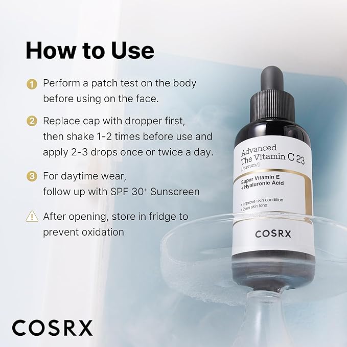 COSRX Advanced Pure Vitamin C 23% Serum with Vitamin E & Glutathione (Renewal), Korean Vitamin C Serum for Fine Lines, Uneven Skin Tone & Dull Skin, 0.7oz, Korean Skin Care
