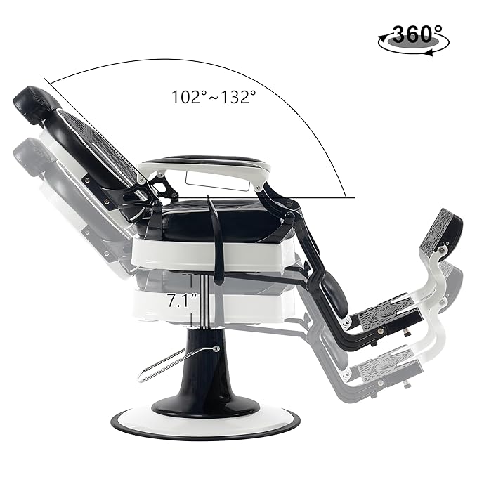 BarberPub Heavy Duty Metal Vintage Barber Chair All Purpose Professional Hydraulic Reclining Salon Beauty Spa Chair Styling Equipment 8730 (Blcak)
