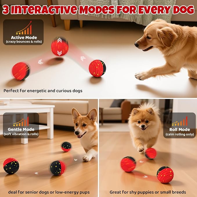 Interactive Dog Toy Ball with Remote Control, Auto Rolling, Bouncing Ball for Dogs, E-TPU Bite-Resistant, Stimulating Moving Dog Toys for Small Dogs, Medium Dogs, Indoor & Outdoor