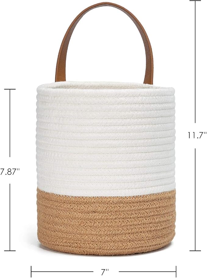 Goodpick 2 Pack Jute Rope Wall Hanging Storage Baskets for Home Decor | Boho Woven Hanging Plant Basket Decor, Decorative Basket for Home, Size 7.87×7×11.7 Inches for Wall Flower & Home Storage