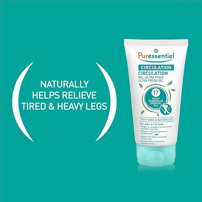 Puressentiel Soothing Gel for Tired Feet, Ankles, Legs - Aromatherapy Lotion with 17 Essential Oils for Body and Skin - Instant, Lasting Relief and Circulation - Natural and Alcohol Free - 4.22 oz