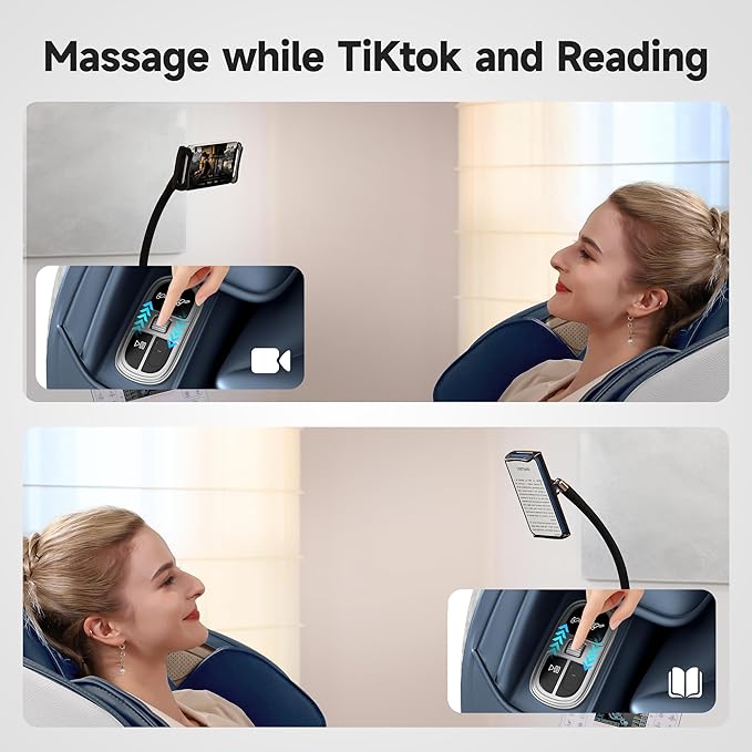 Real Relax 2025 Massage Chair Full Body, Zero Gravity SL-Track Massage Recliner with Added Phone Controller and Holder, Pause Button,Upgraded LCD Screen，APP Control and Child Lock, Favor-06, Blue