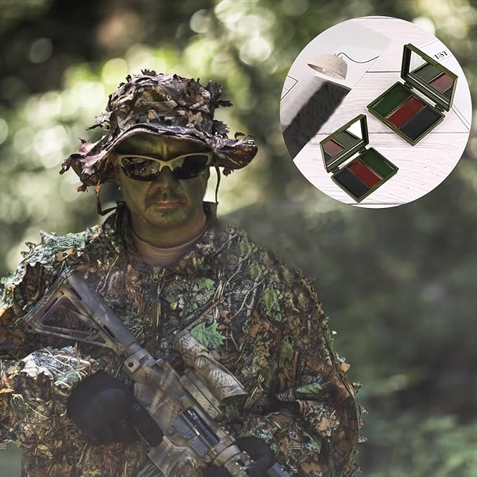 Tri-Color Character Makeup Palette Halloween, Special Effects and Theater Cream FX Palette Face Paint Face Paint Kit, Camouflage