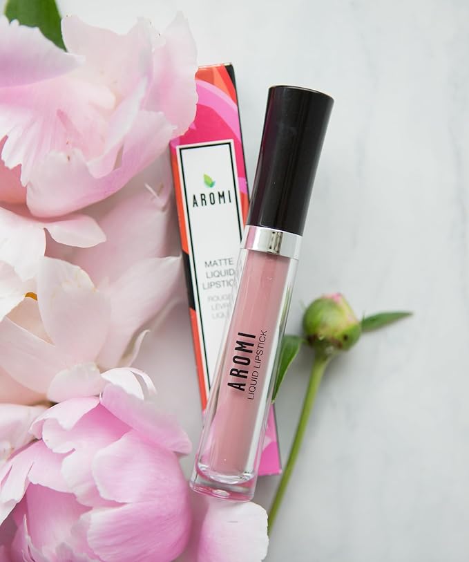 Aromi Matte Liquid Lipstick | Long-Lasting, Light, Pale Pink Lip Color, Waterproof, Vegan, Cruelty-free, Rosy Beige, Gluten Free (Blush Nude)