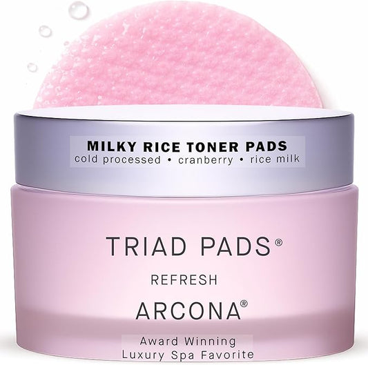 ARCONA Cranberry Triad Milky Toner Pads – Vegan Milky Toner for Face | Brightening & Hydrating Rice Toner for Face | Phyto-Nutrients & Essential Fatty Acids (45 Count)