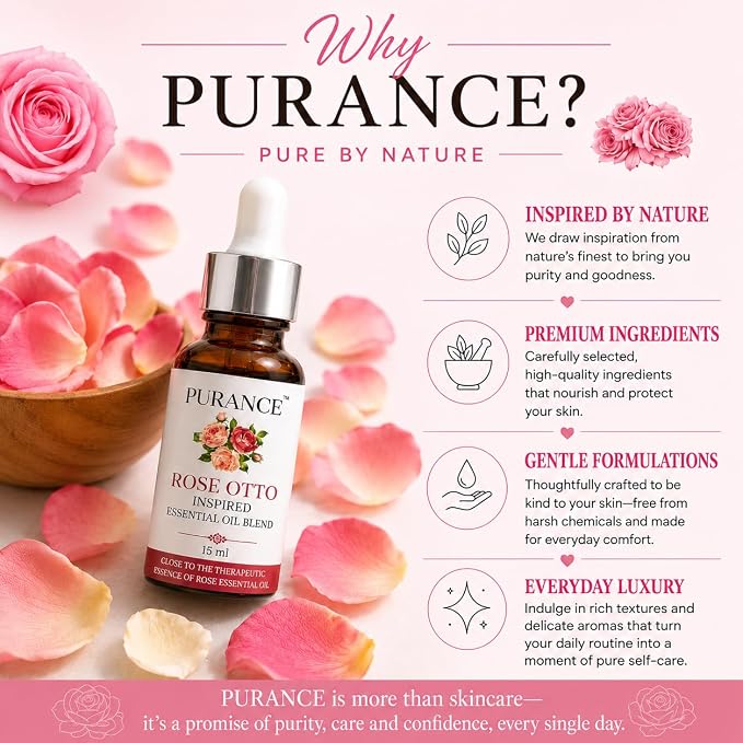 Rose Otto Inspired Essential Oil Blend 15ml – Botanical Aromatherapy Blend with Helichrysum, Frankincense, Neroli, Geranium & Bergamot – for Therapeutic Massage