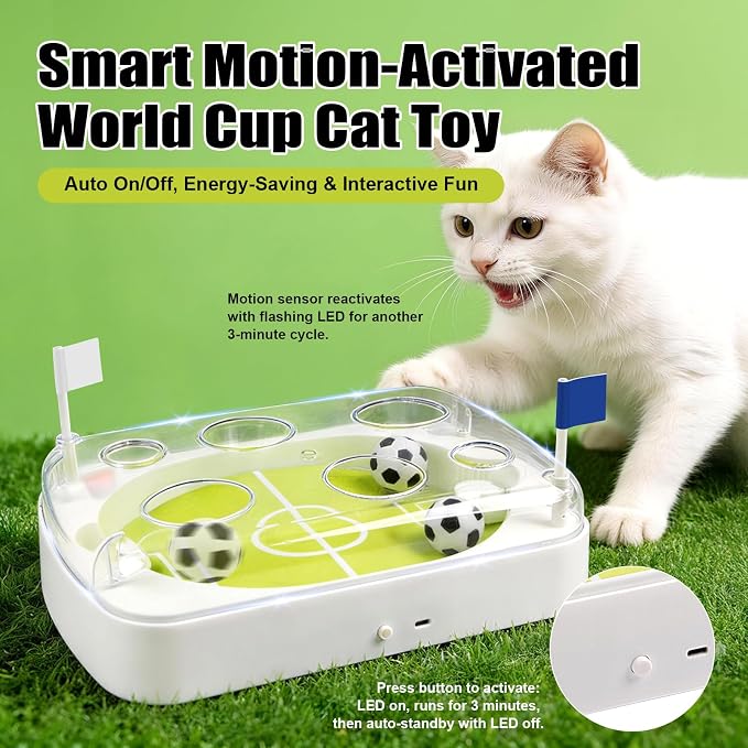 2026 International Soccer Electric Cat Toy Balls with Catnip, Motion Activated Automatic Rolling Interactive Cat Toy, Indoor Hunting Exercise Mental Stimulation Scratching Pet Play Ball