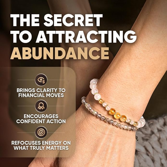 Conscious Items Wealth & Manifestation Bracelet for Women & Men, Prosperity Bracelet with Money Crystals & Natural Stone for Abundance, Goal Attraction, & Positive Intentions