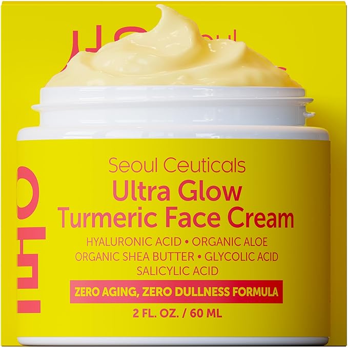 SeoulCeuticals Korean Skin Care Turmeric Cream – Face Moisturizer for Dull Dry Skin - Korean Skincare K Beauty for Glass Skin 2oz