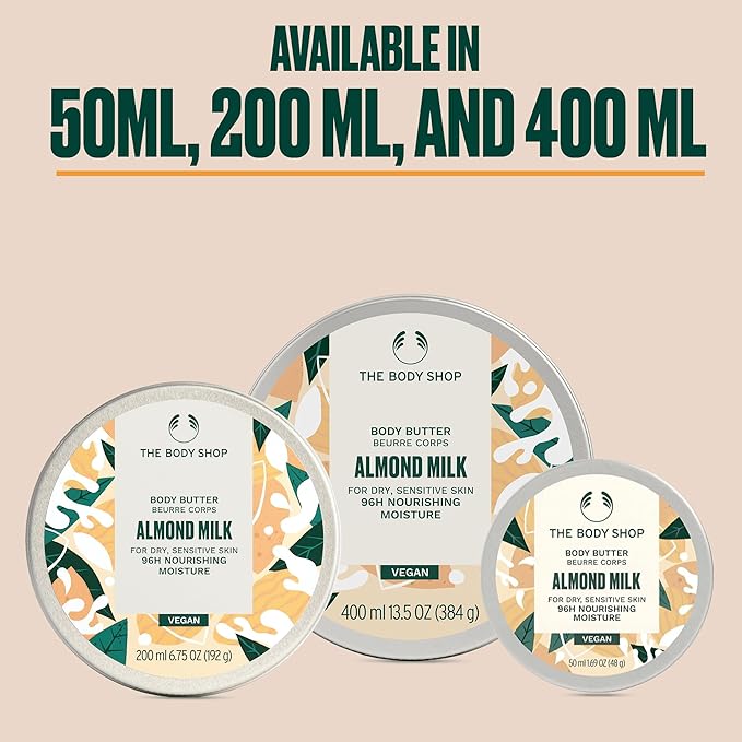 The Body Shop Almond Milk Body Butter - Nourishing & Moisturizing Skincare for Dry and Sensitive Skin – Vegan - 6.75 Oz