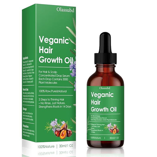 Hair Growth Oil with Rosemary Castor Oil Vegan Strengthening Formula for Thinning Hair Regrowth Treatment in Natural Vegan Hair Serum to Nourish Scalp Stimulate Follicles - 3PCS for Man and Women