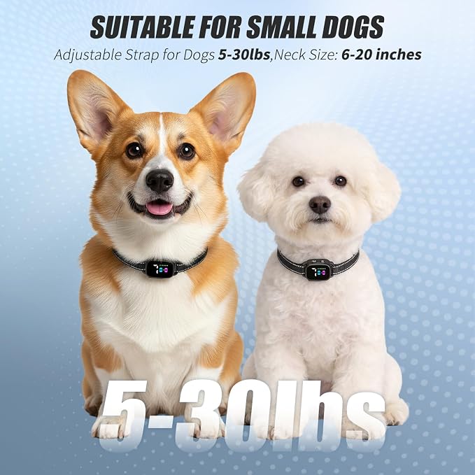 Anti Bark Collar for Small Dogs, No Shock Bark Collar with Beep & Vibration, 7 Sensitivity Levels, Smart Bark Detection, Rechargeable IP67 Waterproof Bark Collar for Small Dogs 5-30lbs, Black