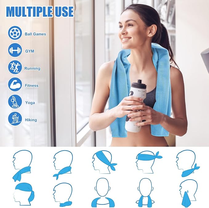 4 Pack Cooling Towel for Gym Fitness Yoga Hiking,Hot Weather Cool Towels Cloth Rags Wrap for Neck Face(4 Pack-02)