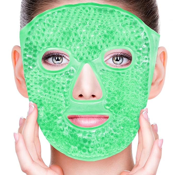 Cold Face Eye Masks Ice Face Mask Hot Cold Compress for Dark Circles, Puffiness, Migraines, Headache, Stress, Redness, Cooling Masks for Women Man, Skin Care, Reusable