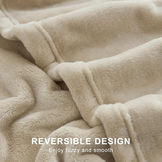 Hansleep Throw Taupe Fleece Blanket, Soft Flannel Bed Blanket | Fuzzy Cozy Blanket 50x60 Inches, Multi-use for Bed, Sofa, Couch, Travel, Camping, All Season Warm Lightweight Cover