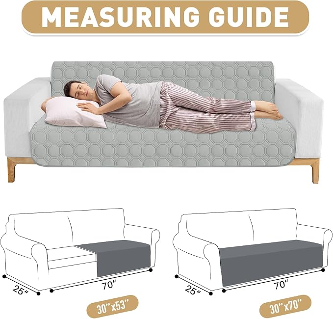 ZNSAYOTX Ultimate Cozy Blankets (30"x70") 100% Waterproof Sofa Mat Blanket for Dog Pets, Bed Couch Protector with Non-Slip Back Washable Durable, Pee Scratch Proof Easy to Clean (Light Grey)
