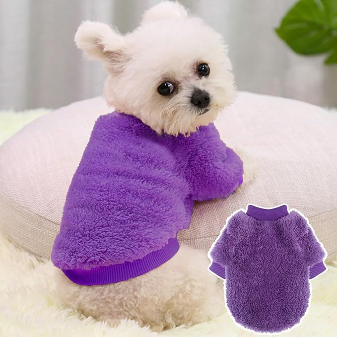 2 Pieces Dog Sweaters for Small Dogs Girl Fall Winter Warm Puppy Clothes Fleece Chihuahua Sweater Cute Small Pet Clothes for Puppy Cat, Medium