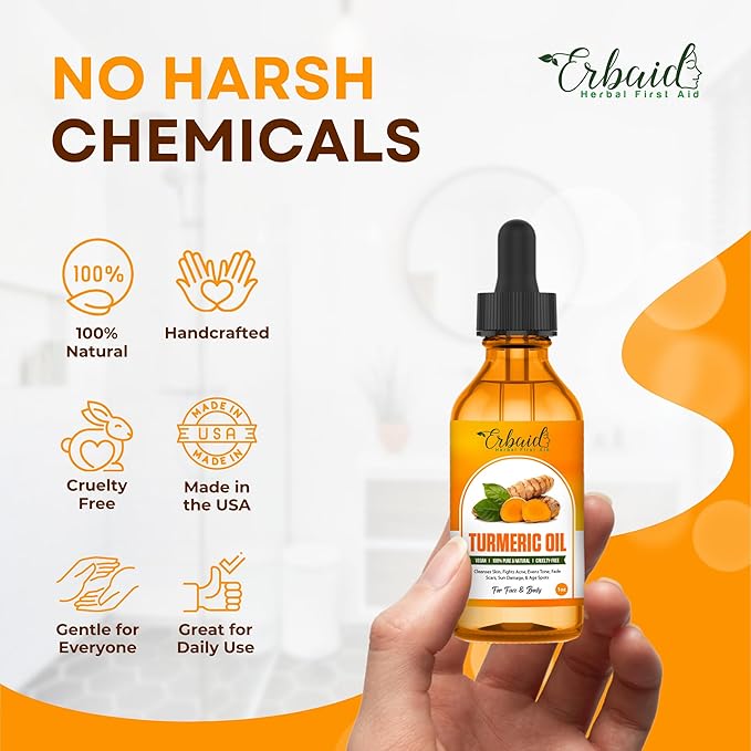 Turmeric Oil – Dark Spot Facial Serum for Face & Body – Natural Skin Brightening Serum & Hyperpigmentation Treatment – Turmeric Glow Serum Cleanses, Fights Acne, Evens Tone, Scars – for All Skin Types