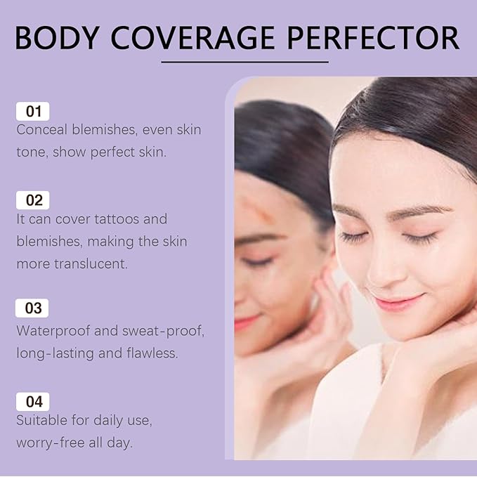 All Over Complexion Perfector, Body Coverage Perfector, Tattoo Cover-up Makeup, Transfer-Resistant Body Makeup, Long Last Body Foundation(Nature)