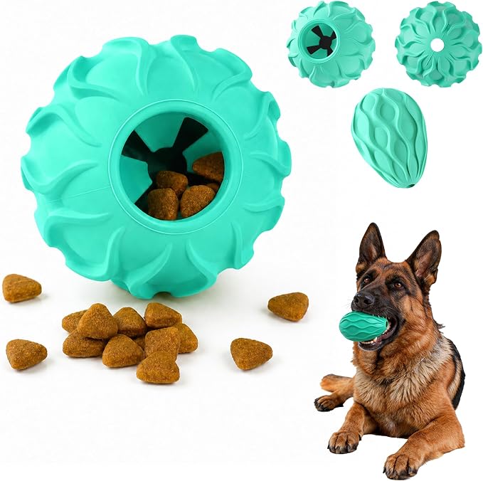 Interactive Treat Dispensing Dog Toy, Natural Rubber Chew Toy for Aggressive Chewers, Stuffable Treat Toy for Large & Medium Dogs, Mental Stimulation for Dogs, Boredom Relief, Blue