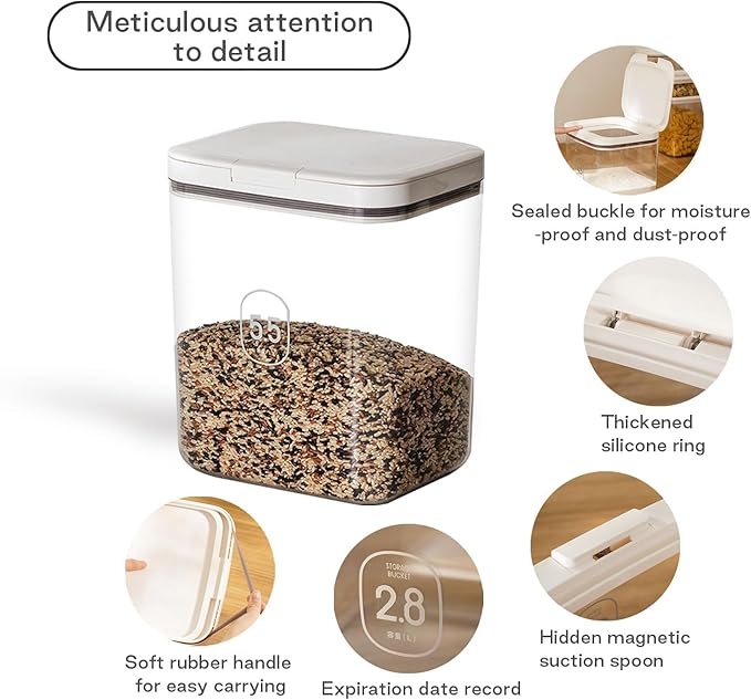 LivLab Mker 5-10 lb Airtight Dog Food Storage Container, White