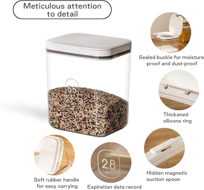 LivLab Mker 5 lb Airtight Dog Food Storage Container with Scoop, White