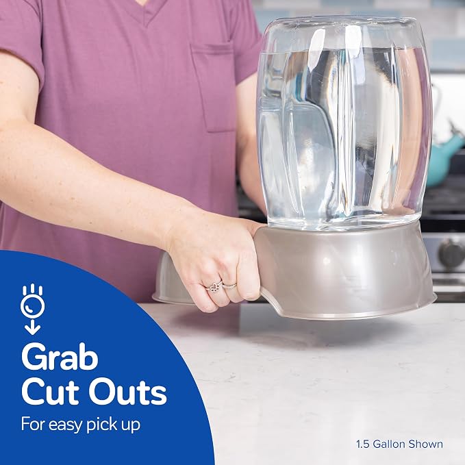 Petmate Pet Cafe Gravity Water Dispenser, 0.75 GAL, Pearl Gray | Bowl for Cats and Dogs, USA Made